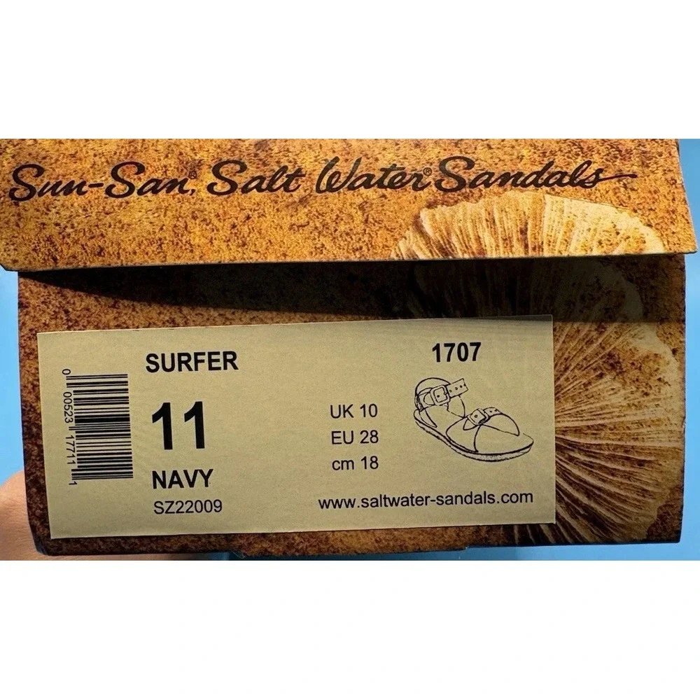 NEW IN BOX SUN-SAN SALT WATER SANDALS SURFER NAVY TODDLER SIZE 11 NIB